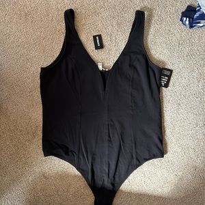 NWT! Express Size L Black Deep V Bodysuit!